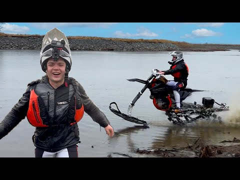 Water Skipping my Snow Bike - 450cc KTM